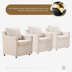 Modern Dining Chair, Linen Upholstered Dining Chairs with Back Pillow and 4 Casters, Accent Armchair for Reading Room Living Room Bedroom (Beige-1 Seat)