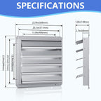 20 Inch Galvanized Shutter Exhaust Louver Vent, Automatic Gravity Shutter Louver Vent for Home Attics, Workshops, Barn, Greenhouse (Motor&Blades are not Included)