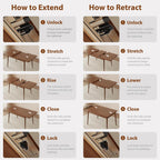 Muwuele Solid Wood Extendable Dining Table for 4-8 People with Seamless Extension from 47.2 to 63 Inches, Easy Assembly, Expandable Tables for Small Spaces, Dining Room, Kitchen, Living Room, Walnut