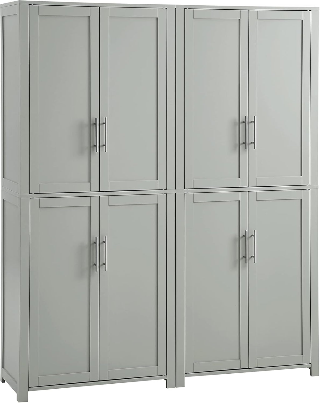 Crosley Furniture Savannah 2-Piece Pantry Storage Cabinet Set with Shelves, Kitchen, Dining, or Laundry Room, Gray
