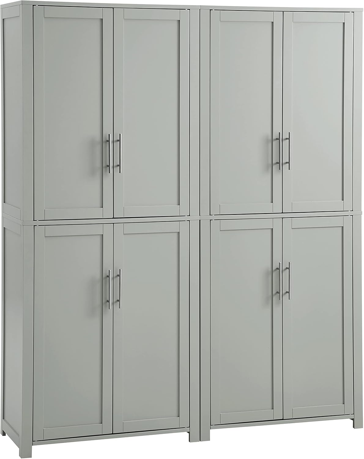 Crosley Furniture Savannah 2-Piece Pantry Storage Cabinet Set with Shelves, Kitchen, Dining, or Laundry Room, Gray