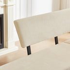 HIPIHOM Modern L-Shaped Dining Bench, 67 Inch Fabric Upholstered Corner Sofa with Metal Legs for Kitchen Nook, Living Room, Dining Room (Beige)