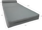 D&D Futon Furniture Sleeper Chair Folding Bed, Studio Sofa Guest Folded Mattress, High Density Foam (70 x 32 x 6, Gray)