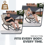 COMHOMA Outdoor Rocking Papasan Chair, Oversized Wicker Patio Rocker, Indoor Comfy Wicker Reading Lounge, Bed-Like Comfort Egg Chair for Bedroom,Balcony, Porch, Garden, Brown