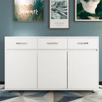 Storage Drawer File Cabinet Side Cabinet Entryway Console Side Tables with Three Drawers and Three Doors for Office or Kitchen Room (Three Doors, White)