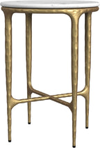 Coaster Home Furnishings - Baldwin - Round Side Table with Marble Top, Hand-Hammered Steel Frame and Two-Tone Design - Living Room - White and Gold - 930081