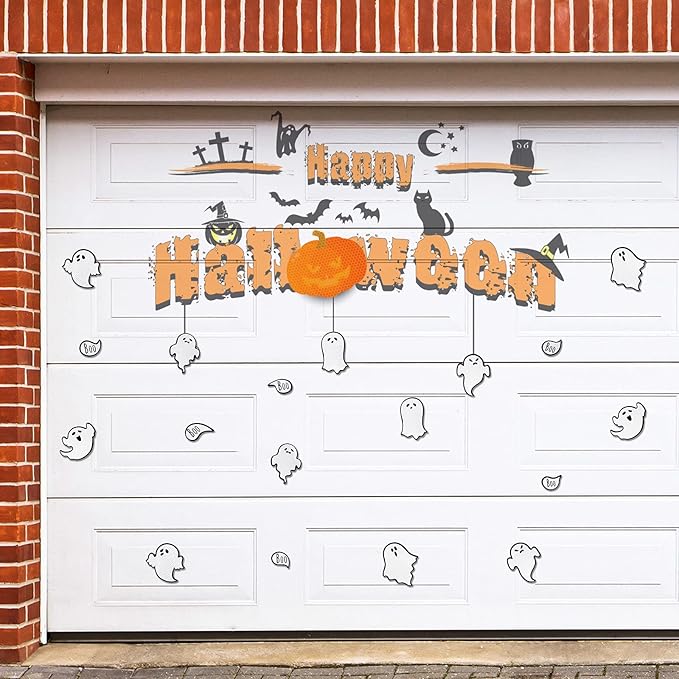 Chinco 18 Pcs Halloween Ghost Car Magnets Reflective Ghost Boo Refrigerator Automotive Magnet Stickers Cute Holiday Fridge Garage Door Decorations Holiday Waterproof Magnetic Decals