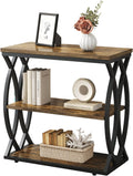 End Table, Narrow Side Table, 3-Tier End Table with Metal Frame, Living Room Side Table with Storage for Couch, Sofa, Bedroom, Small Spaces, Easy Assembly, 23.6"D*11.8"W*23.6"H, Rustic Brown
