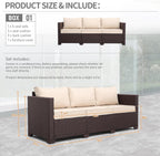 Oasishine Patio Furniture 3-seat Sofa Wicker Outdoor Furniture Outdoor Couch Deep Seat Hight Backrest Non-Slip Cushions, Khaki