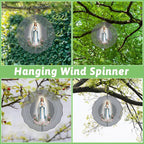 Virgin Mary Prayer Wind Spinner, Metal Wind Spinners Outdoor Indoor, Virgin Mary Cross Hanging Garden Decor for Outside, Stainless Wind Spinners for Yard and Garden 10 inch 3D (25.76X25 CM)