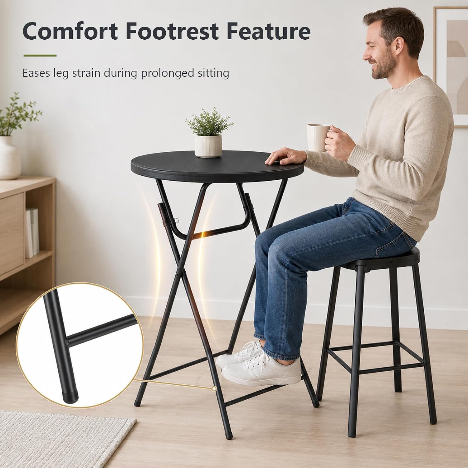 2 Pack Cocktail Table, 32 Inch Folding Table, High Top Round Tables, Black | No Assembly,Bistro Tall Folding Table for Commercial Furniture, Wedding, Banquet, Party, Indoor Outdoor Use