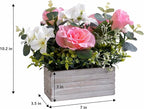 Artificial Flowers Fake Pink Roses Hydrangeas Arrangements in Pot for Home Wedding Table Centerpieces Indoor Outdoor Decoration(New Pink)