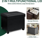 Ottoman with Storage, Rectangular Storage Ottoman, Faux Leather Ottomans with Legs for Living Room Bedroom Dorm, 23.6" D x 17.7" W x 19.9" H, Jet Black