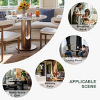 POVISON Round Dining Table, 35" Modern Sintered Stone Kitchen Table for 2 with Stable Carbon Steel Base, Pandora Small Circle Dining Room Tables for Kitchen, Living Room, Bistro(Table Only)