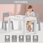 Little Twig 3-Piece Height Adjustable Kids Table and Chairs Set – Built-in Storage Drawers, Modern Design, Easy to Clean, Perfect for Eating, Activities, or Studying (Gray)