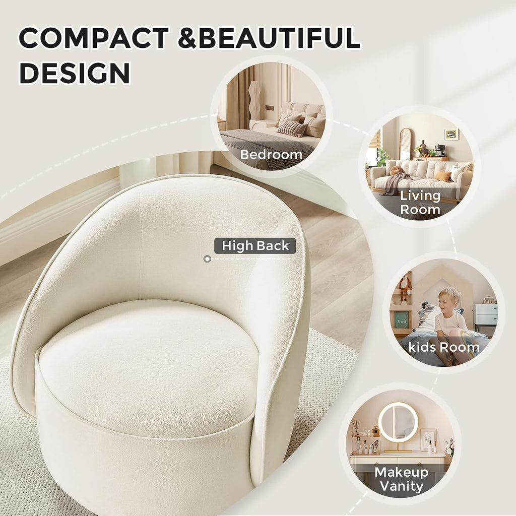 Swivel Accent Chairs Set of 2, 360° Comfy Barrel Swivel Club Armchair, Modern Reading Chair for Living Room, Bedroom, Office, Balcony, Entryway