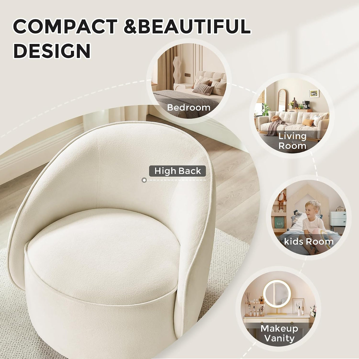 Swivel Accent Chairs Set of 2, 360° Comfy Barrel Swivel Club Armchair, Modern Reading Chair for Living Room, Bedroom, Office, Balcony, Entryway
