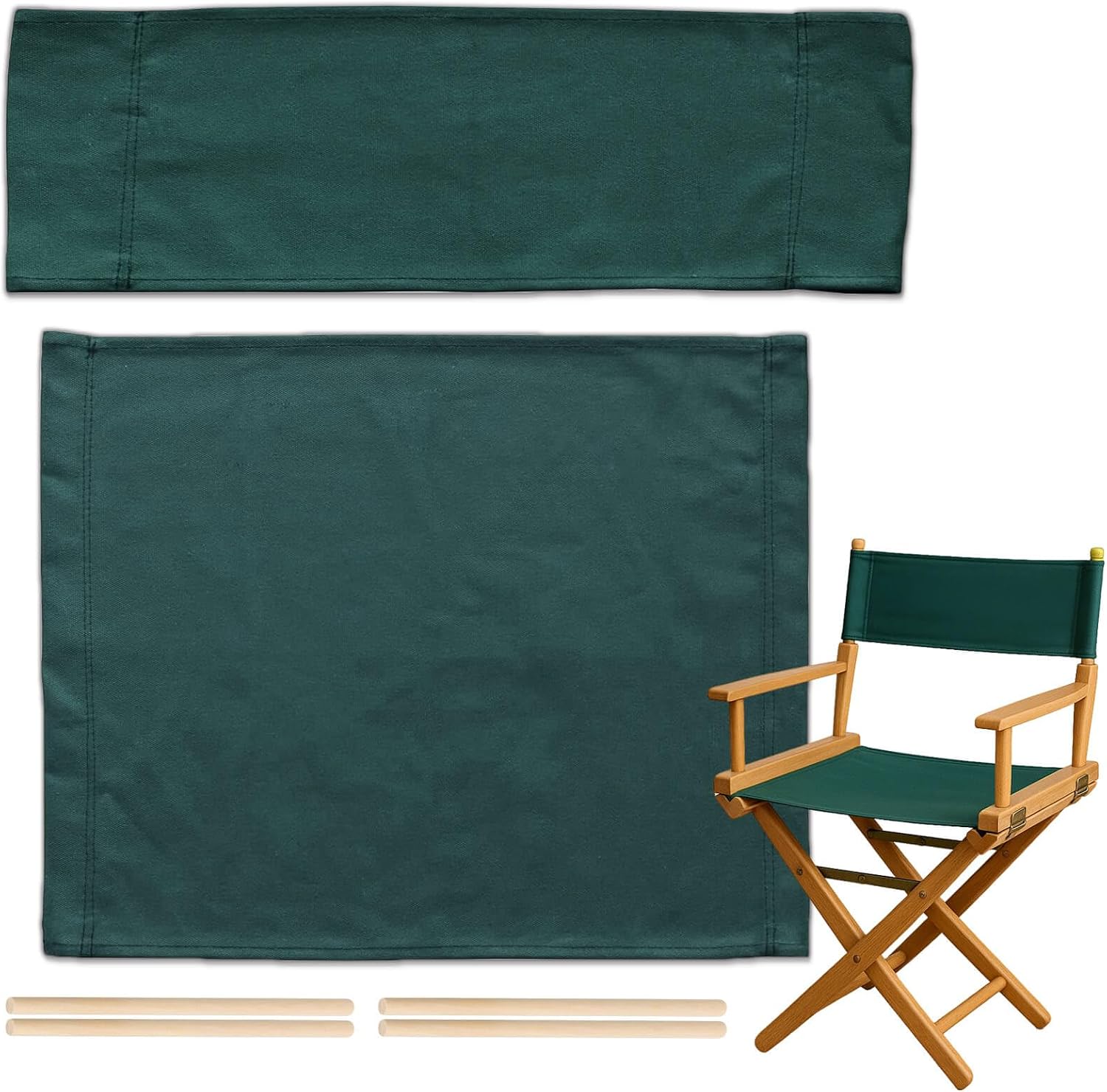 STAY GENT Director's Chair Canvas Replacement Kit for 18'' Directors Chairs(18" L x 15" W) - Replacement Canvas Durable Cotton Canvas Seat & Back Covers for Makeup, Outdoor Patio Stools, 1 Set Green