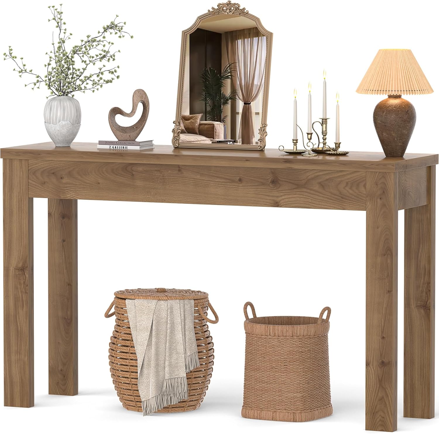 Armocity Console Table for Entryway, 47" Farmhouse Sofa Tables Narrow Long | Entry Way Table Behind Couch, Hallway Table for Entrance, Living Room, Foyer, Brown Oak