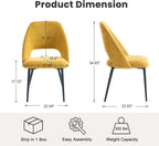 Rowill Boucle Dining Chairs Set of 4, Morden Upholstered Dining Room Kitchen Chairs with Metal Legs for Living Room, Bedroom, Restaurant, Yellow