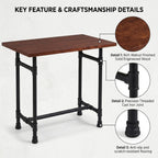 Industrial Pipe Small Dining Table for Two, 31.5" Compact Bar Table with Solid Wood Top & Thick Metal Legs, Stable Pub Table for Small Spaces, Home Bar, WFH Desk, 200+ lbs Capacity (Brown/Black)