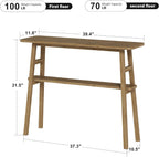 39.4" Solid Bamboo Entryway Console Table, Sofa Table Behind Couch, Narrow Bamboo Wood Entry Hallway Table with Storage Shelves for Living Room, Modern, Easy Assembly, Brown