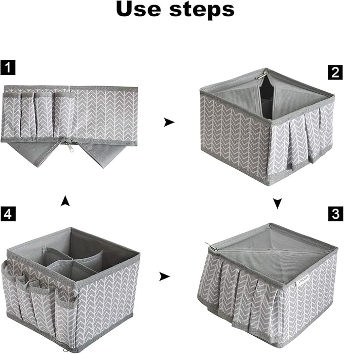 VERONLY Cosmetic Storage Bins Makeup Organizer, Adjustable Multifunction Storage Box Desk Drawer Divider for Makeup Brushes, Bathroom Countertop or Dresser, Set of 3 (Grey)