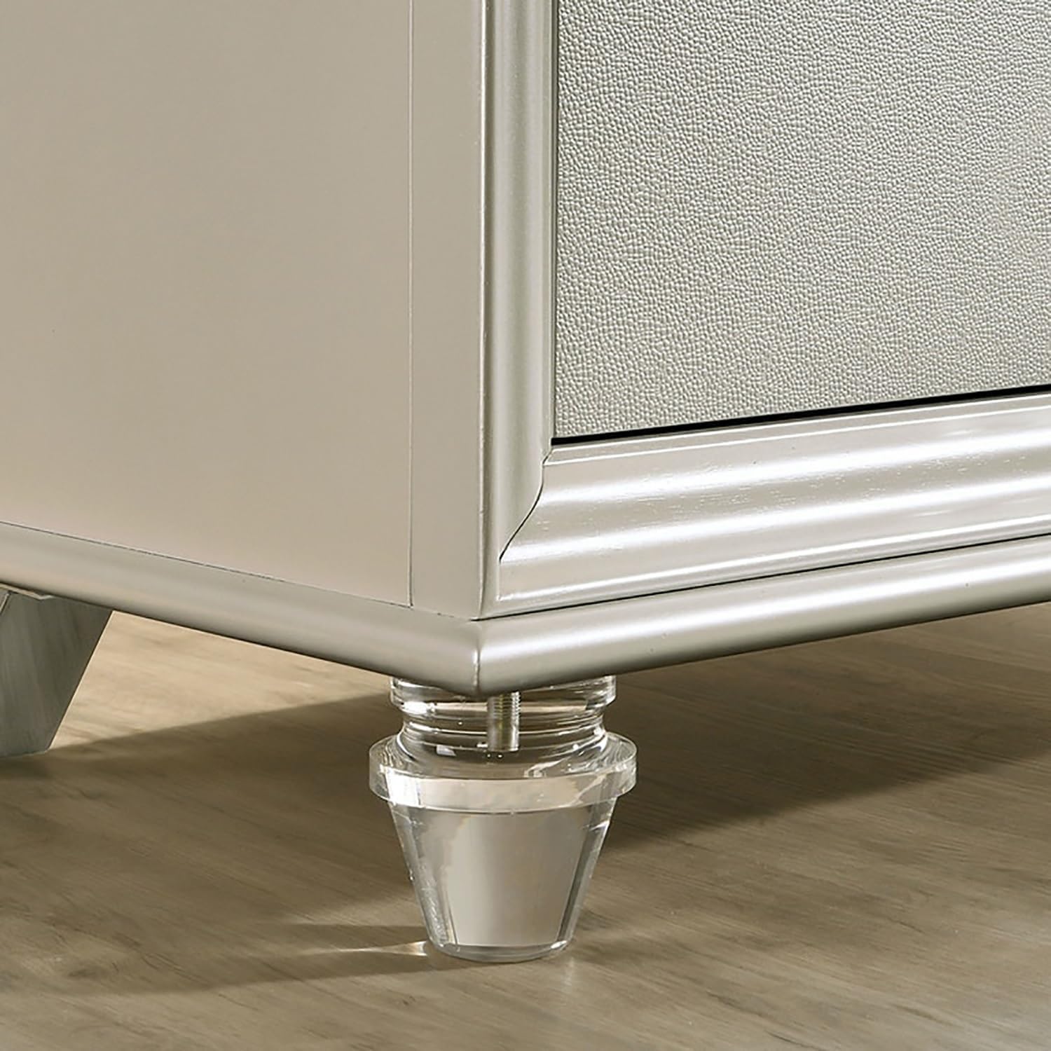 2 Drawers Nightstand with Acrylic Legs, Pearl White,for Small Spaces