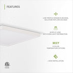 ASD LED 12" Square Flush Mount Ceiling Light Fixture, Low Profile Surface Lighting | 5CCT, Dimmable, Ultra-Thin, ETL Listed | 24W 1700LM 2700-6000K 120V | Kitchen, Bedroom, Hallway Lamp | White