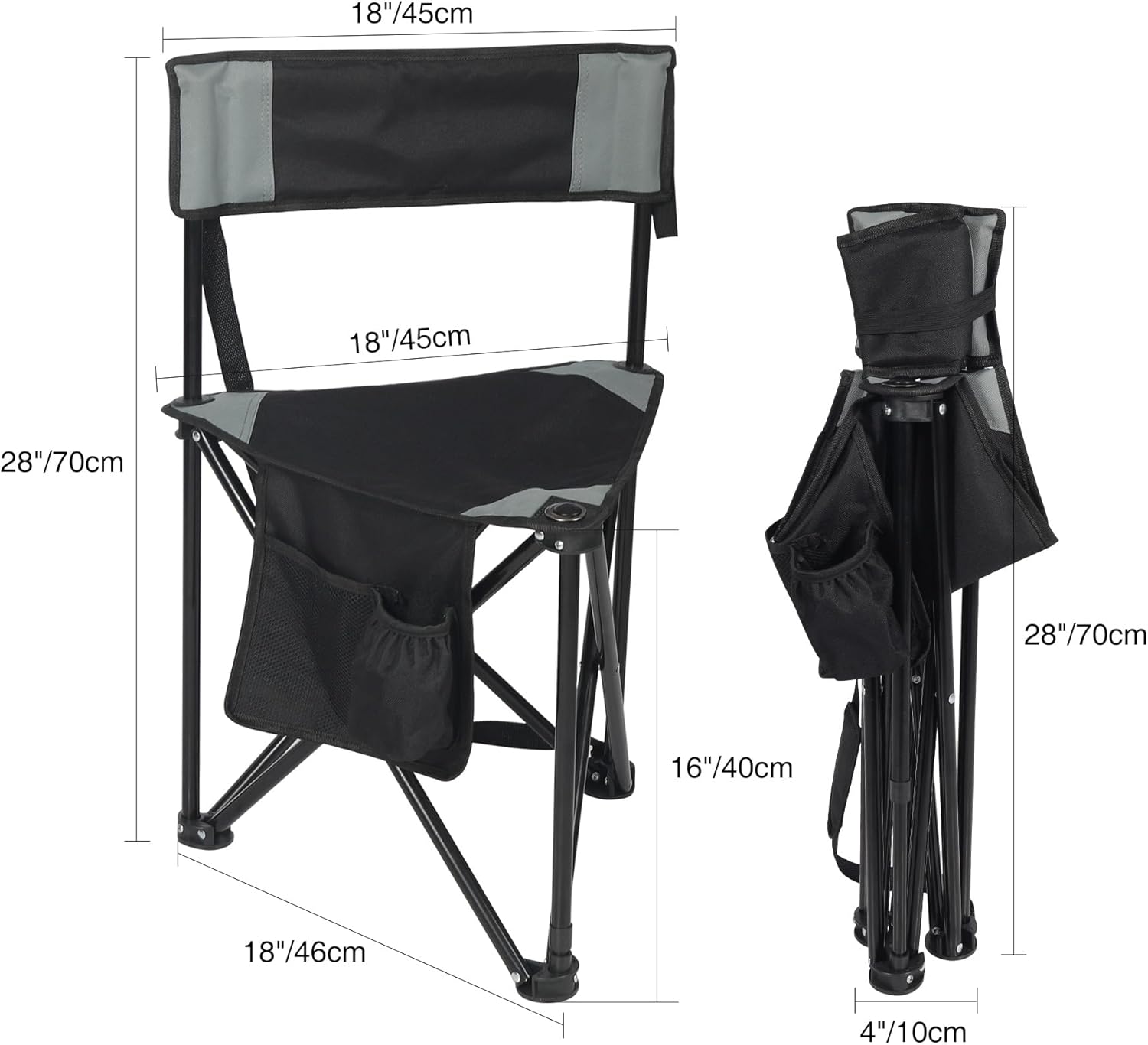 REDCAMP Tripod Hunting Chair for Blinds, Folding Lightweight Portable Fishing Chair for Adults Hunting Stools with Backrest, Golf Chairs for Spectators, Black