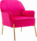 Comfy Velvet Accent Chair with Glam Metal Legs for Dining Room Bedroom Living Room Beauty(Rose red)