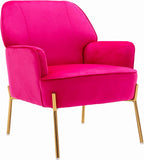 Comfy Velvet Accent Chair with Glam Metal Legs for Dining Room Bedroom Living Room Beauty(Rose red)