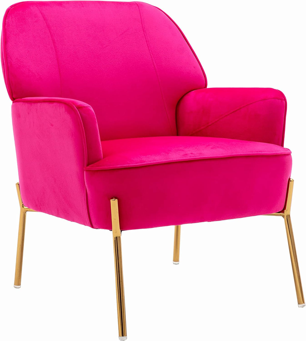 Comfy Velvet Accent Chair with Glam Metal Legs for Dining Room Bedroom Living Room Beauty(Rose red)