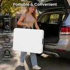 HAISIWLKJ Folding Table 6 FT Lightweight Camping Table White Portable Plastic Rectangular Outdoor Dining Table Steel Legs Fold-in-Half with Carrying Handle for Indoor,Picnic,Party,Wedding,Events
