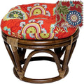 Maykoosh Rattan Ottoman Footrest with Cushion - Patio Furniture, Indoor Outdoor Decor, Stylish Foot Stool, 25x25x18 Inches