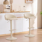 YOUNIKE Bar Stools Set of 2 Kitchen Bar Chair Counter Height Barstool Cream | Faux Leather Upholstered Modern Adjustable Swivel Padded Low Backs for Breakfast Island Mid-Century Load 300LBS