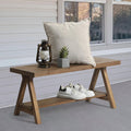 RowyPoey Solid Wood Bench, 43" Farmhouse Entryway Bench with Shoe Storage | Stable Triangular Leg, Rustic End of Bed Benches, Solid Hallway Seating, Dining Bench for Kitchen, Shoe Stool, Easy Assembly