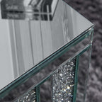 Crushed Diamond Side Table, Mirrored Accent End Table & Sofa Table for Living Room, Luxury Bling Crystal Nightstand, Fully Assembled Drop-Tested Packaging for Bedroom, Entryway