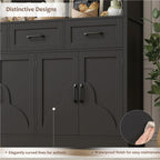 HITHOS 76" Tall Kitchen Pantry Storage Cabinet, 55“ Wide Kitchen Hutch Cabinet with Storage Drawers, Large Food Pantry with Microwave Stand, Modern Cupboard with Hutch for Dining Living Room, Black