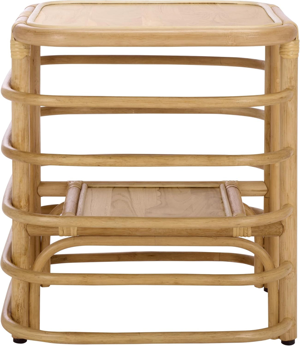 SAFAVIEH Home Collection - Maestro Natural Rattan Accent Table, Tropical Boho Design, Fully Assembled (ACC5400A)