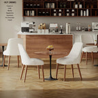 MALOL Upholstered Dining Chairs Set of 6, High-Back Dining Room Chair with Wood Legs, Padded Kitchen Chairs for Dining Room/Restaurant/Cafe, Beige