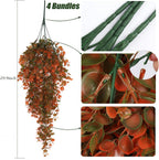 RECUTMS Artificial Fall Flowers Artificial Hanging Plants Faux Autumn Plants Faux Hanging Plants Fake for Indoor Outdoors,No Basket (Orange)