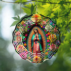Virgin Mary Wind Spinner, Metal Wind Spinners Outdoor/Indoor,Virgin Mary Hanging Garden Decor for Outside, Stainless Wind Spinners for Yard and Garden 10 inch 3D (25.76X25 CM)