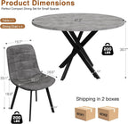 EROMMY Round Dining Table Set for 4, Modern Kitchen Table and Chairs with X-Shaped Table Legs & U-Shaped Thick Cushion, Wooden Dining Room Set for Dining Room Kitchen (Gray Table + 4 Gray Chairs)