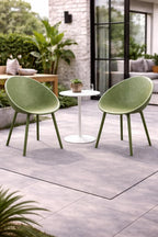 2xhome Modern Patio Dining Chair | Perforated Oval Egg-Shaped Breathable Weather Resistant Lounge Side Chair for Kitchen Indoor or Outdoor Use (Set of 2 Chairs, Green)