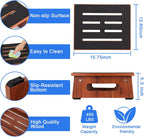 One Step Stool for Adults Seniors with Non-Slip Rubber Stepping Feet, Heavy Duty Wooden Step Stools for Bathroom, Bedroom, Kitchen & Bedside Support (Rustic Brown, 5.5 Inch-Noctilucent)