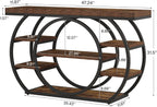 Tribesigns 47" Console Table for Living Room, 5-Tier Industrial Entryway Table with Metal Frame, Narrow Sofa Table Behind Couch Accent Tables for Entryway, Hallway, Foyer, Rustic Brown