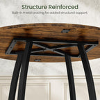 CHOEZON 47.2-Inch Round Dining Table for 4, Kitchen Dining Room Circle Dinner Pedestal Table, Farmhouse Kitchen Table with Retro Brown Tabletop, Curved Black Metal Legs, Easy Assembly TCZ13BFC1