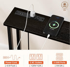 Keelian 102" Narrow Console Sofa Table - 2 Power Outlets & 4 USB Ports, Metal Frame, Black, Perfect for Hallway, Office, and Behind Sofa - Easy Assembly, 4.9' Extension Cord Included