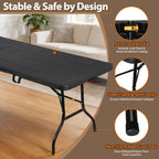 Portable Folding Table, Heavy Duty Plastic Event Picnic Table Indoor Outdoor Camping, 4FT with Handle Lock for Banquet, Black